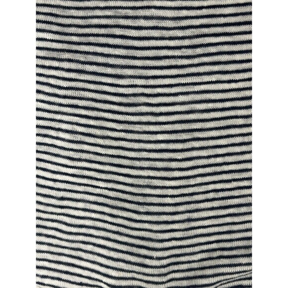 Adrienne Vittadini Top 1X Linen Striped Tunic Nautical Coastal Beach Lagenlook - Picture 2 of 12